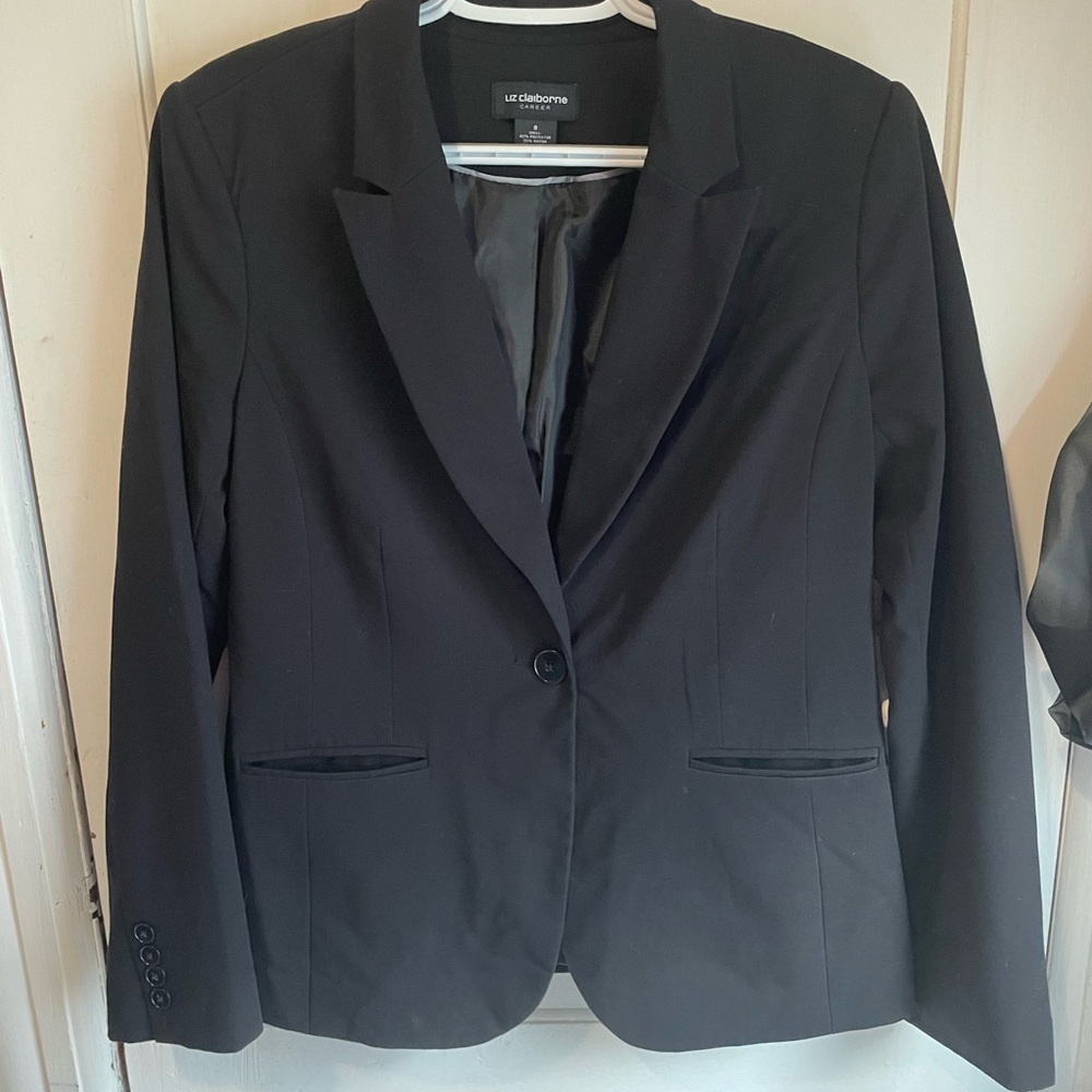 Liz Claiborne Black Blazer Professional Tailored